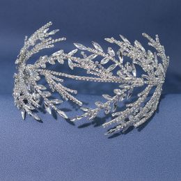 Shiny Crystal Wedding Crown Tiara Bridal Hair Jewelry Silver Color Headpiece Bride Headband Woman Headdress