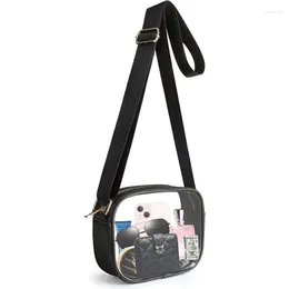 Storage Bags Pvc Transparent PU Leathers Shoulder Messenger Bag Large Capacity Travel Glasses Metal Buckle Waterproof