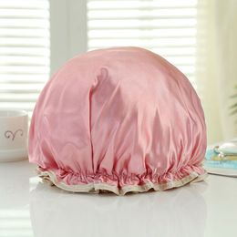 Double Layer Waterproof Shower Cap Printed Bath Hat Eco-friendly Elastic Hair Bonnet Cute Bathroom Supplies Oil-proof Head Cover