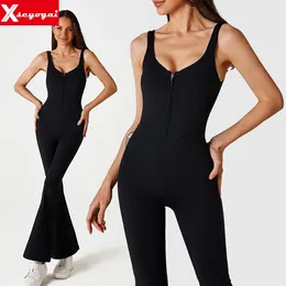 Active Sets Women's Sexy Seamless Slim Yoga Suit Set Nude And Tight Fitting One-Piece Casual Speaker Dance Fitness Sports Jumpsuit