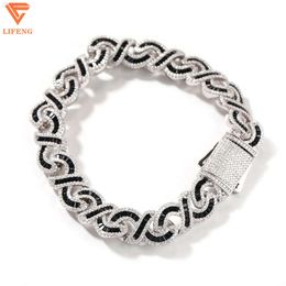 2024 New Arrival 14mm Square Baguette Vvs Moissanite Bracelet for Men Iced Out Black Colour Infinity Diamond 925 Silver Cuban Chain