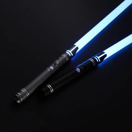 RGB Metal Lightsaber Laser Sword Heavy Duelling 14 Colours Sabre De Luz FOC Combat Cosplay Gift Luminous Kids Toys Rave Weapon