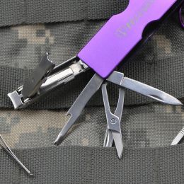 HARNDS MT7803 Multi EDC Tools with Knife + shovel + curette + nail clipper + light + scissor+tweezer Pocket Tool