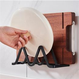 Pot Lid Holder Wall Mount No Punching Double Slots Cutting Board Storage Rack Home Kitchen Bakeware Organisation