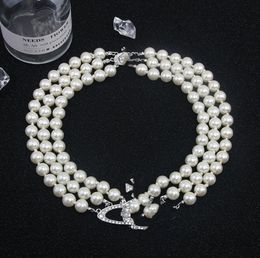 Quality Rhinestone Pearl Necklace Multi-Layer Light Luxury Necklace Cold Style Planet Neck Clavicle Chain Female