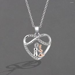 Pendant Necklaces Elegant Heart Mother And Daughter Necklace For Women Inlaid Zircon Bling Mother's Day Gift Jewelry Accessories