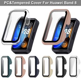 For Huawei Band 8 Housing Case Tempered Film Full Coverage Screen Protector Shockproof One-piece Shell Smart Watch Bumper Cover