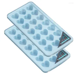 Baking Moulds 2PC Reusable Ice Square Maker Home Made 21 Cells Trays With Lid Food Grade Silicone DIY Tool