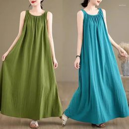 Casual Dresses Design Solid Color Vest Dress Long 2024 Summer Oversized Minimalist Sleeveless For Women Clothing K622