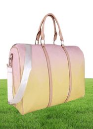 Designer High quality gradient color fashion travel bag big flower men women duffle leather luggage handbags large capacity sport4156363