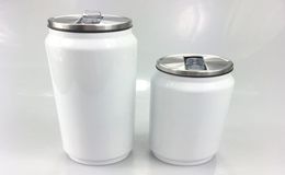 Sublimation Cola Can cola tumbler with 2 Types Lids White Heat Transfer Coke Cans Stainless Steel Insulated Water Bottles Travel M9022090