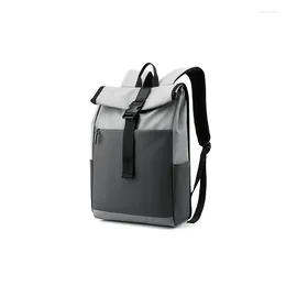 School Bags Simple And Fashionable Backpack Trend Travel Commuting Large Capacity 15Inch Laptop Leisure Waterproof PU Computer Bag