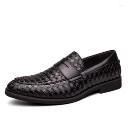 Casual Shoes Big Size 38-48 Men's Large Woven Leather Boat Male Pointed Business Men Overshoes British Professional Loafers