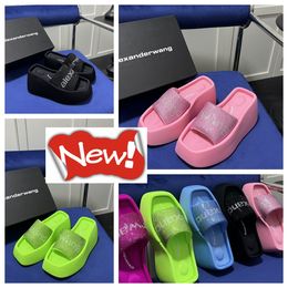 2024 Designer Sandals Slippers Womens Velvet material rhinestone Velcro tape party Soft Room GAI Platform Size 35-42 10cm heel party formal office