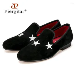 Casual Shoes Men Piergitar Handmade Black Velvet Slippers Loafers With Star Wedding And Party Size US 4-17