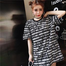 Women's T Shirts American Vintage Oversized Letter Print Short Sleeved T-shirt For Harajuku Summer Loose Unisex Black Y2k Tops Streetwear