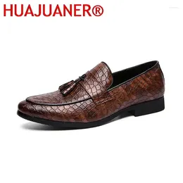 Casual Shoes Tassel Loafers Mens Leather Business Crocodile Pattern Slip On Formal Fashion Flat Size 38-47