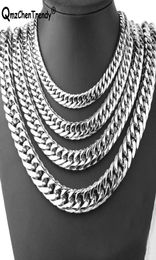 9mm11mm13mm16mm19mm21mm Men Chain Silver Colour Stainless Steel Cuban Chain Necklace for Men Curb Cuban Link Hip Hop Jewelry4963863