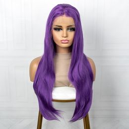 28 Inch Synthetic Lace Front Wig Halloween Hair Blue White Water Wave Wigs Purple HD Lace Wig Hair for Black Afro Women Cosplay