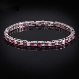 New Trendy White Gold Plated Square CZ Tennis Braclet for Girls Women for Party Wedding Gift for Friend3064581