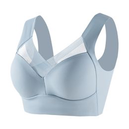 Soft Wirefree Zero-Restraint Tanks Tops Sexy Comfortable Patchwork Solid Colour Underwears Without Steel Plus-Size Bra