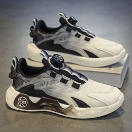 Men's shoes, autumn youth rotating buckle sports shoes, running shoes for middle school students to increase orgasm