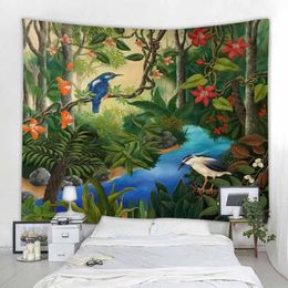 Tropical Jungle Animal Wall Hanging Tapestry Aesthetics Home Decor Tapestry Beach Towel Yoga Mat Blanket Tablecloth Tapestry