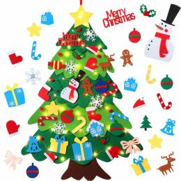 Kids Montessori Toys DIY Felt Christmas Tree Wall Hanging Artificial Xmas Tree Boys Girls Gift Toddlers Intelligence Development