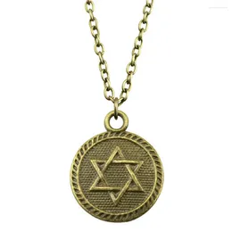 Pendant Necklaces 1pcs Double Sided Star Of David Jewelry On The Neck Accessories For Women Jewellery Diy Chain Length 43 5cm