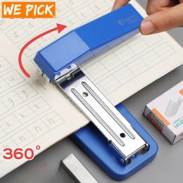 Stapler 360 Rotatable Heavy Duty Stapler Use 24/6 Staples Effortless Long Stapler School Paper Staplers Office Bookbinding Supplies