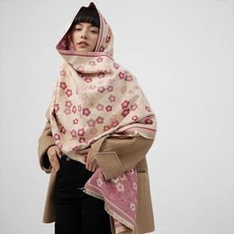 Scarves 2024 Cashmere Blend Hijab Poncho Flower Pashmina Travel Blanket Shawl Wraps Bufanda Echarpe Women Thick Warm Winter Scarf