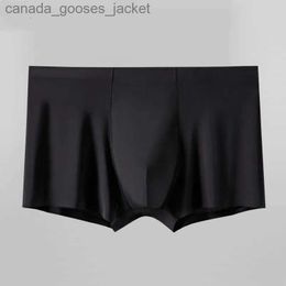 Underpants L-XXXL seamless ice silk boxing mens solid Colour underwear ultra-thin sexy underwear summer cool luggage shorts C240411