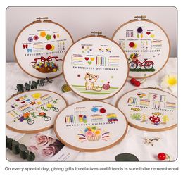 Embroidery Diy Basic Beginner Training Kit Needlework Tools Printed Embroidery Fabric Round Embroidery Kit DIY Sewing Craft Kit