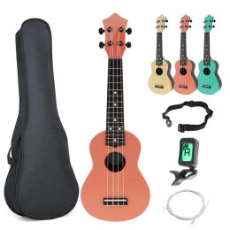 Hanger 21 Inch Soprano Ukulele Colorful Acoustic 4 Strings Hawaii Guitar + Bag +tuner + Strap +string for Children and Music Beginner