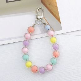 Acrylic Beads KeyChains Candy Color Bead Lanyards Earphone Mobile Phone Chain Pendent Pendent Diy Jewelry Accessories