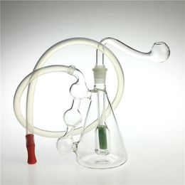 3.7 Inch Triangle Glass Oil Burner Bong with Colorful Filter with 2 Pcs Oil Burner Pipe One Silicome Straw Tube Mouth