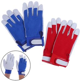 1Pair Working Safety Gloves Soft Welding Cowhide Leather Plus Protecting Gloves Heat Shield Cover Guard Safe Protecting Red Hot