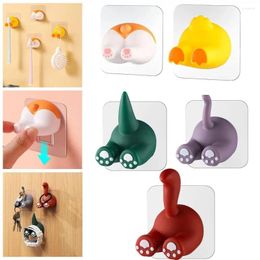 Hooks Cartoon Animal Tail Toothbrush Holder Punch-Free Wall Hook Cute Self-adhesive Towel Bathroom Storage Holders