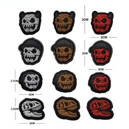 3CM /3D PVC Rubber Mini Tactical Backpack Patches,Funny Pumpkin Skull,Dinosaur Fossil Hook and Loop Badge Stickers,Morale Patch