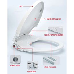 WETIPS No-Electric Bidet Toilet Seat Cover Hot Cold Water Double Nozzle Washing Tapas Wc Shower Hand Bidet Cleaner Toilet Lid