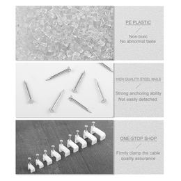 100PCS Flat Nail Clip Cable Clips 4mm/6mm/7mm/8mm/9mm/10mm/12mm/14mm Wire Management Electrical Cord Tie Holder Cable Clips