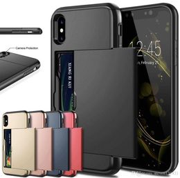 Whole Slot Holder Cover For iPhone 11 12 Pro Max 8 7 6S Plus XS MAX XR Card Armour Slide Card Case For Samsung S20 Ultra S9 S8 8626996