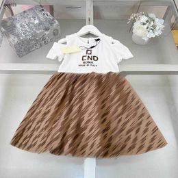 Fashion girls partydress Off shoulder design baby skirt Size 90-150 CM kids designer clothes Embroidered logo Princess dress 24April