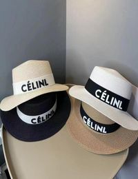 Wide Brim Hats Sai Home Correct Letters Flat Top Hat Fashion Sunbonnet Allmatch Large Eaves Sun Cap Beach Caps Summer7496736