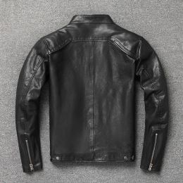 shipping.Sales vintage tanned Free Sheepskin clothes .men leather jacket,casual men's genuine leather coat,cheap biker