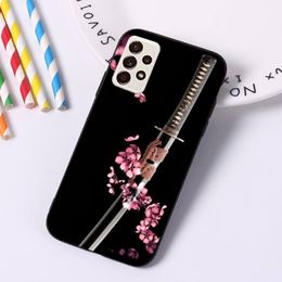 Japan Samurai Katana Phone Case for Samsung A91 A81 A73 A72 A71 A30S A20 A12 A13 A52 A53 4G 5G Black Soft Phone Cover