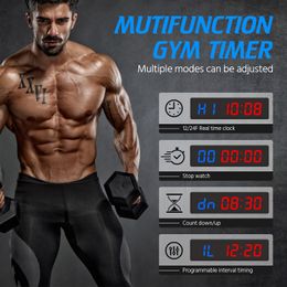 Gym Timer Interval Workout Clock for Home Garage Ultra-Clear 2 inch LED Digit with Remote 12.6"x 3.5" Count Down/Up