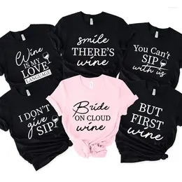 Women's T Shirts Bachelorette Hen Party Tees Team Bride Bridesmaid T-shirt Single Farewell Tshirt Friends Bridal Wedding Fashion Wine Tops