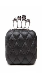 Skull Ring Woman Evening Bag Vintage Plaid Clutch Ladies Messenger Bags Mini Black Luxury Party Clutches Purse5935367