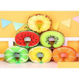 Pillows 1Pcs 6 Colors Fruit D Pillow Protect The Neck Travel Watermelon Lemon Kiwi Orange Cushion7041223 Drop Delivery Baby Kids Mater Otsy6